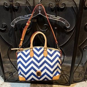 Like new Dooney & Bourke blue and white chevron purse